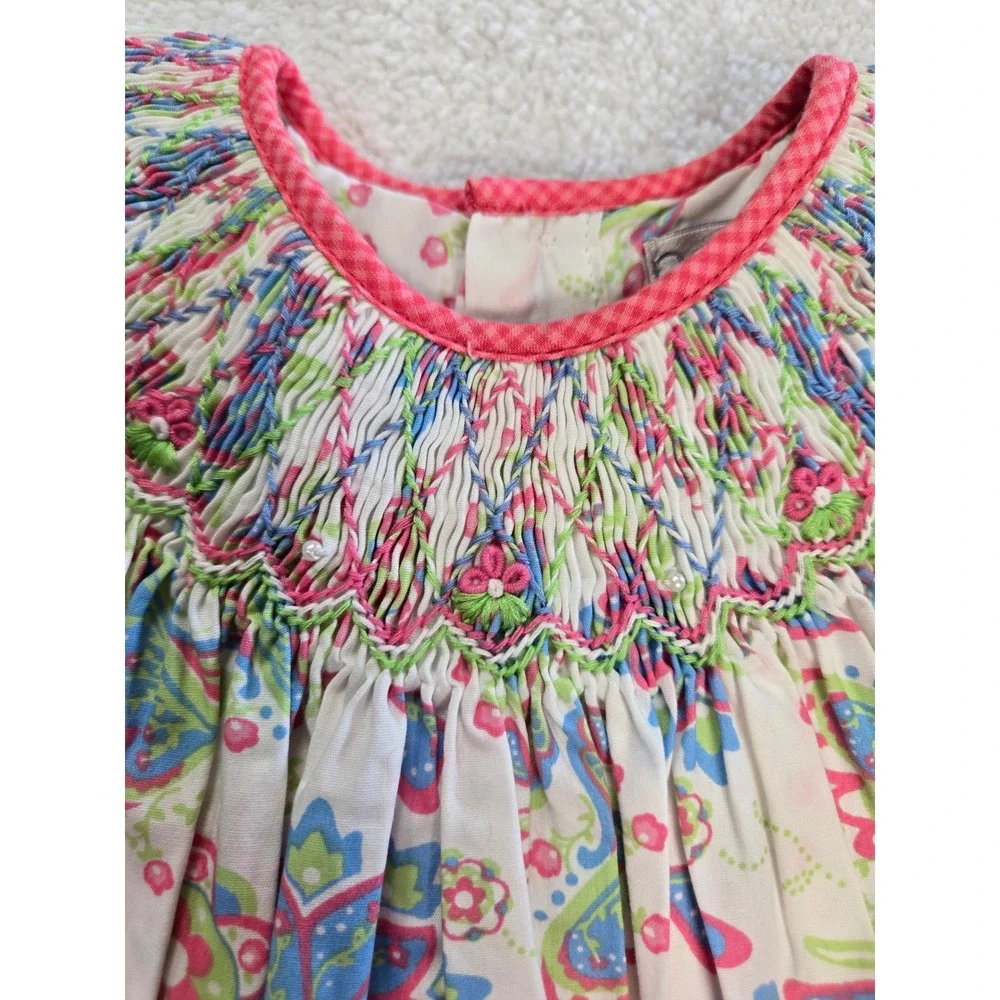 Petit Ami Baby Girls 9M Smocked Paisley Floral Dress and Bloomers Set Multicolor